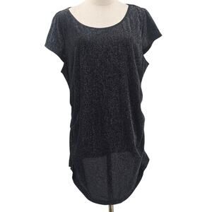 BLOOMCHIC 18-20 2X Plus Black Brilliant Glitter Round Neck Shirt Blouse NWT B50